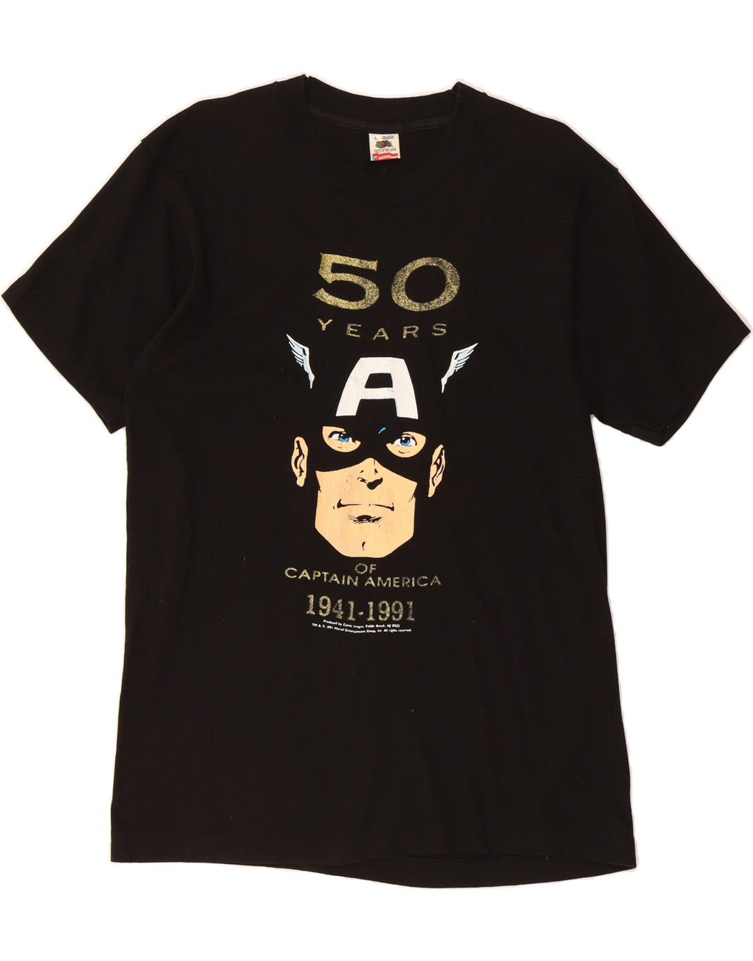 VINTAGE Mens Graphic T-Shirt Top Large Black Comics Vintage Vintage and Second-Hand Vintage from Messina Hembry 