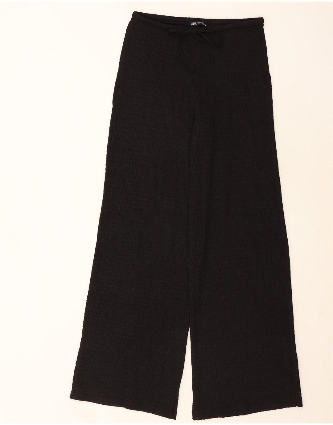 Pantaloni casual pentru femei cu picioare largi Zara Mediu L28 L31 Poliester negru