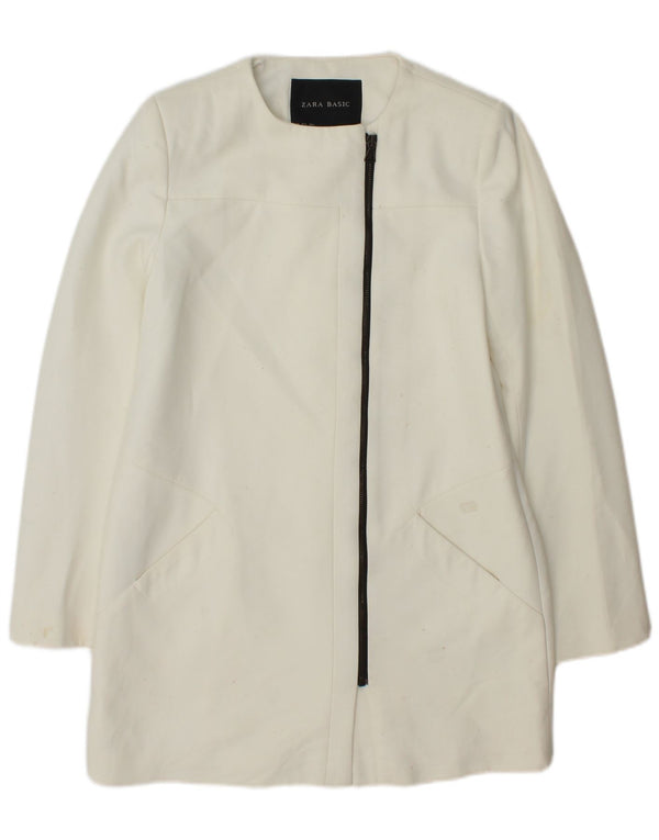 Jachetă Blazer pentru femei Zara UK 14 Poliester alb mediu