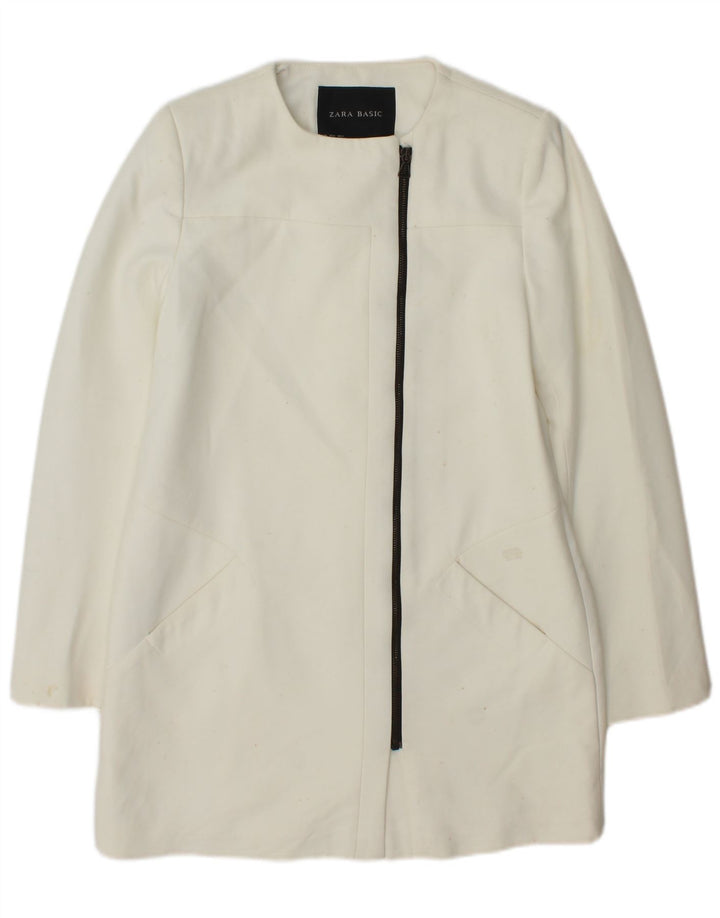 Jachetă Blazer pentru femei Zara UK 14 Poliester alb mediu
