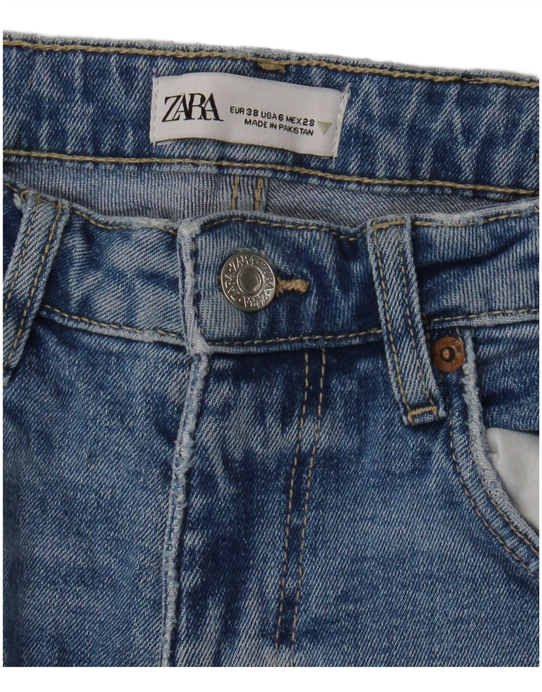 Blugi tăiați pentru damă Zara EU 38 Mici L28 L25 Albastru
