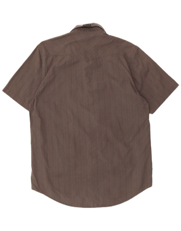 Volcom Mens Short Sleeve Shirt Large Grey Pinstripe Cotton