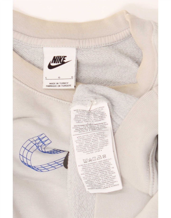 Hanorac grafic pentru bărbați Nike Pulover mare, alb, bumbac