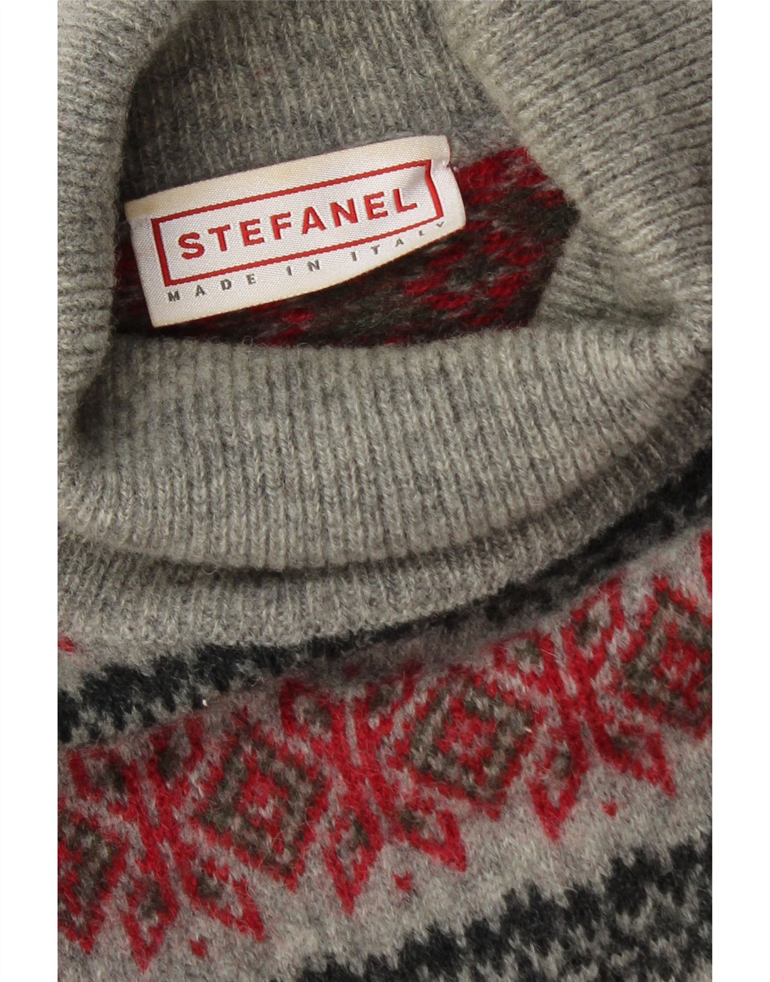Pulover pentru bărbați Stefanel cu gât rulat XL, gri Fair Isle