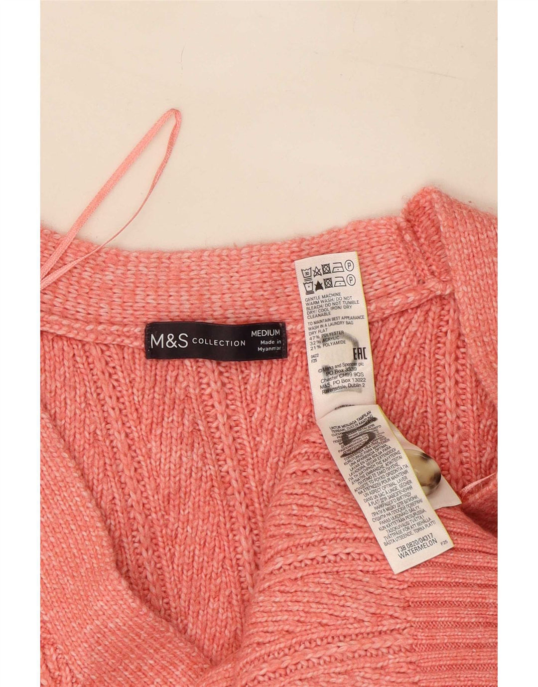 Pulover cardigan pentru femei Marks & Spencer UK 14 Poliester roz mediu