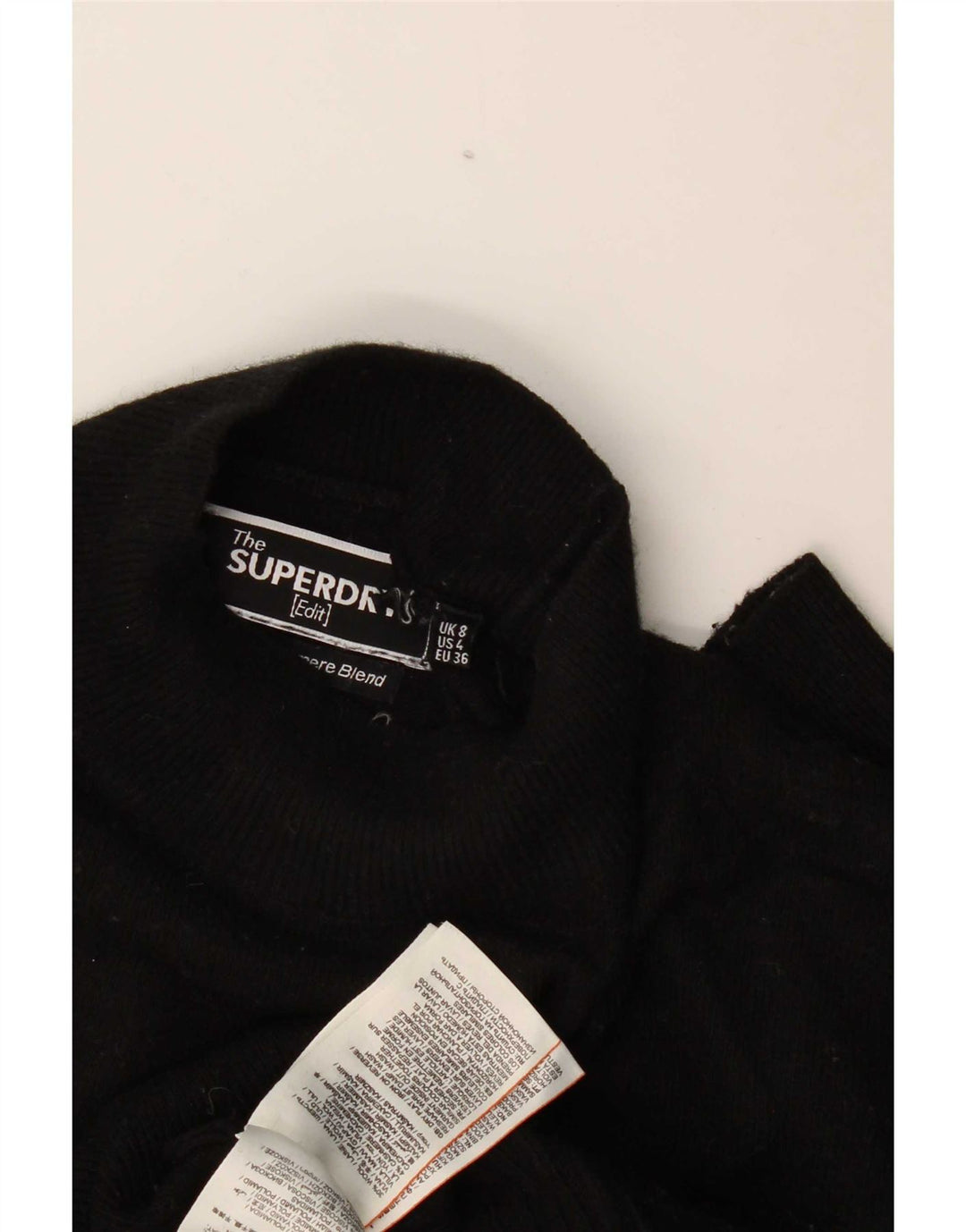 Pulover supradimensionat cu gât țestoasă Superdry pentru femei, UK 8, lână neagră mică