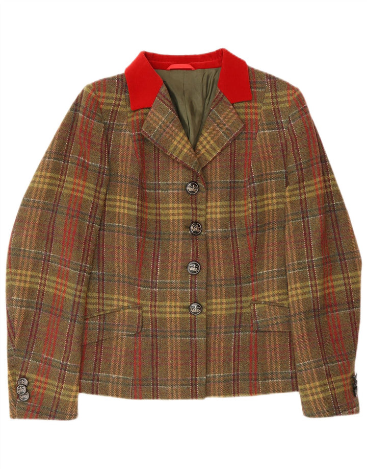 Jachetă vintage pentru femei cu 4 nasturi EU 48 2XL, multicoloră, în carouri clasice