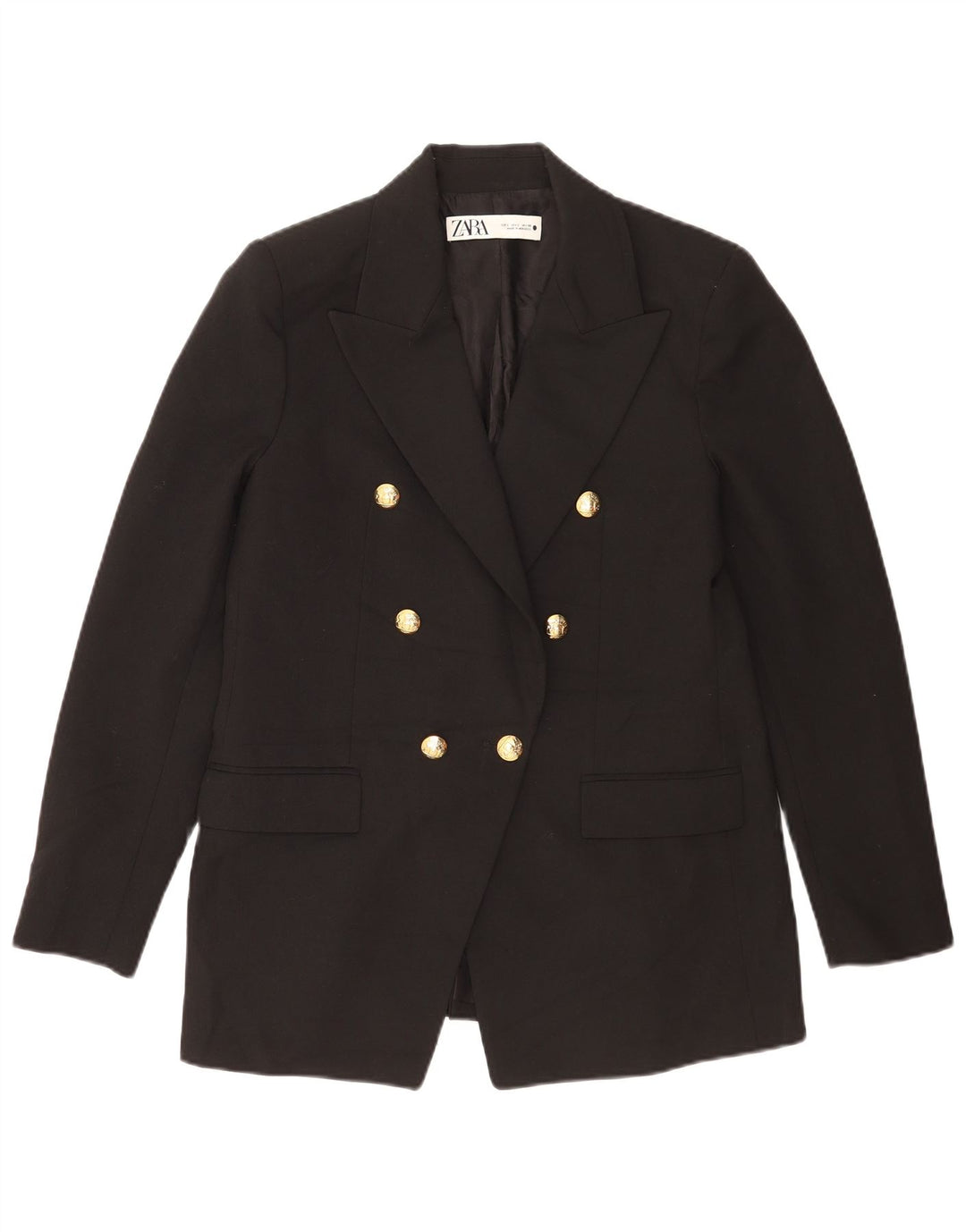 Jachetă Blazer pentru femei Zara, cu două piept, UK 16, mare, negru, poliester