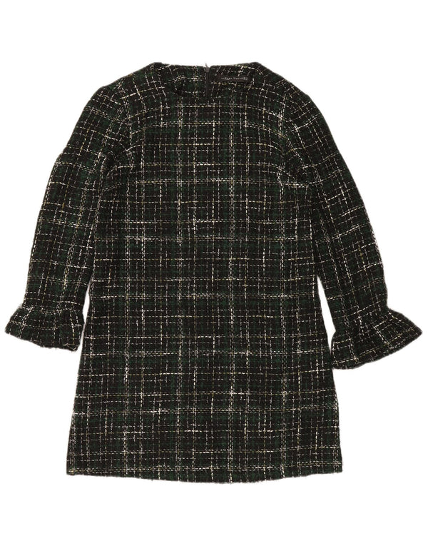 Rochie schimbătoare cu mânecă lungă pentru femei Zara UK 14 Medium Green Check Acrylic
