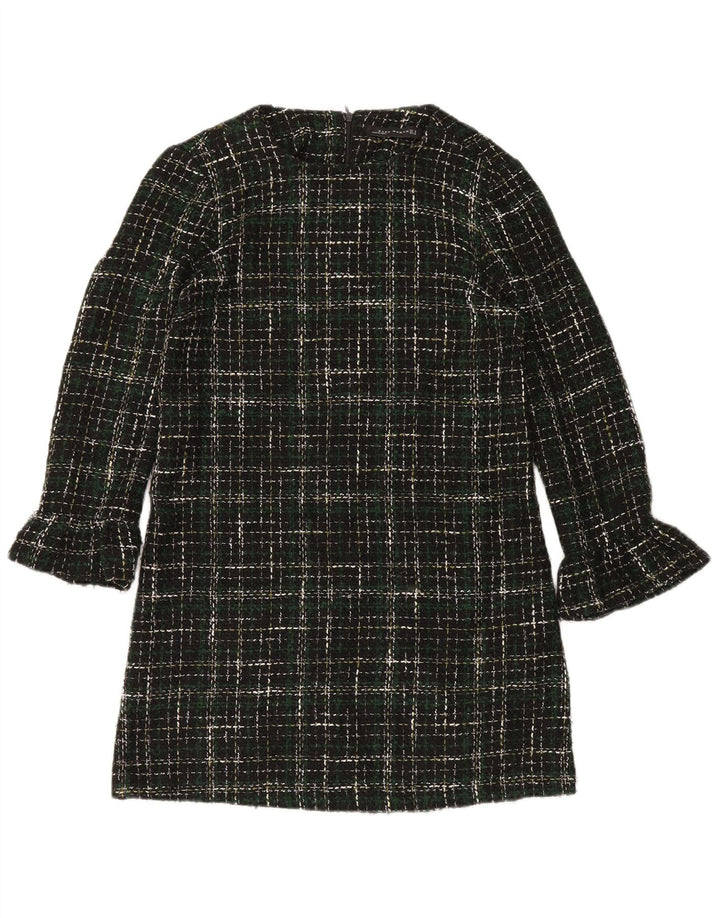 Rochie schimbătoare cu mânecă lungă pentru femei Zara UK 14 Medium Green Check Acrylic