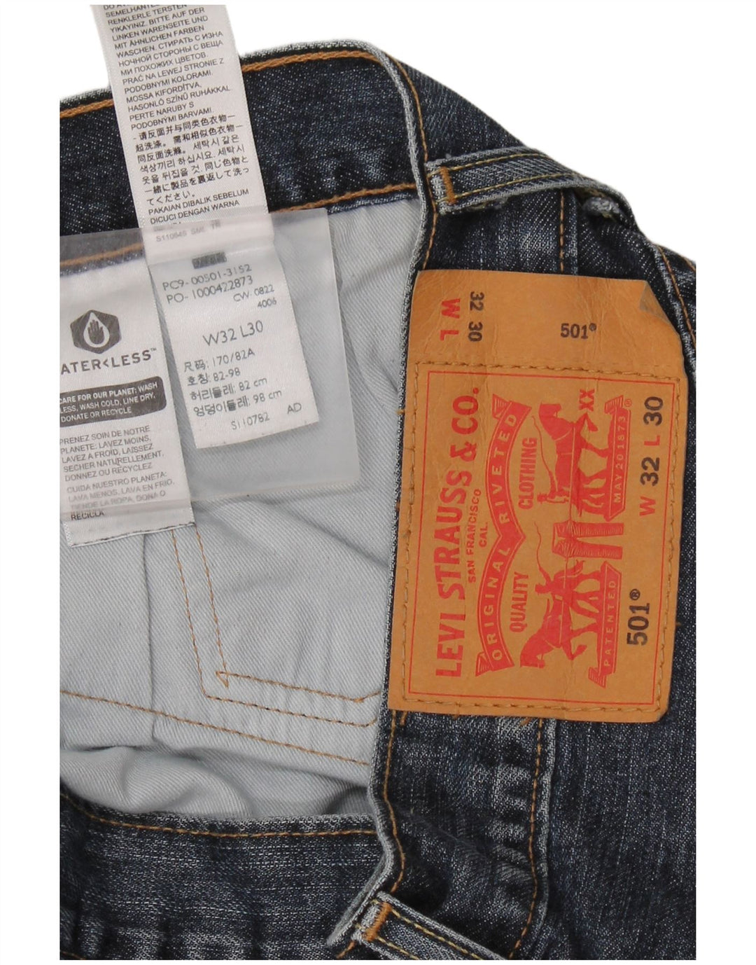 Blugi drepti pentru bărbați LEVI'S 501 W32 L30 Bumbac albastru