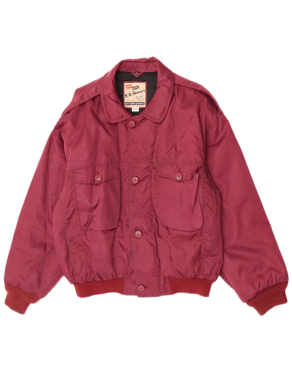 Jachetă Bomber Căptușită Vintage pentru bărbați Marea Britanie 38 Nylon mediu Burgundy