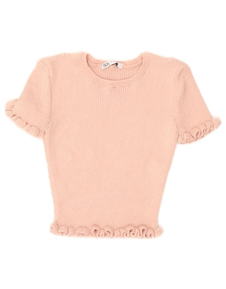 Bluză Crop Top Femei Zara UK 10 Poliester roz mic