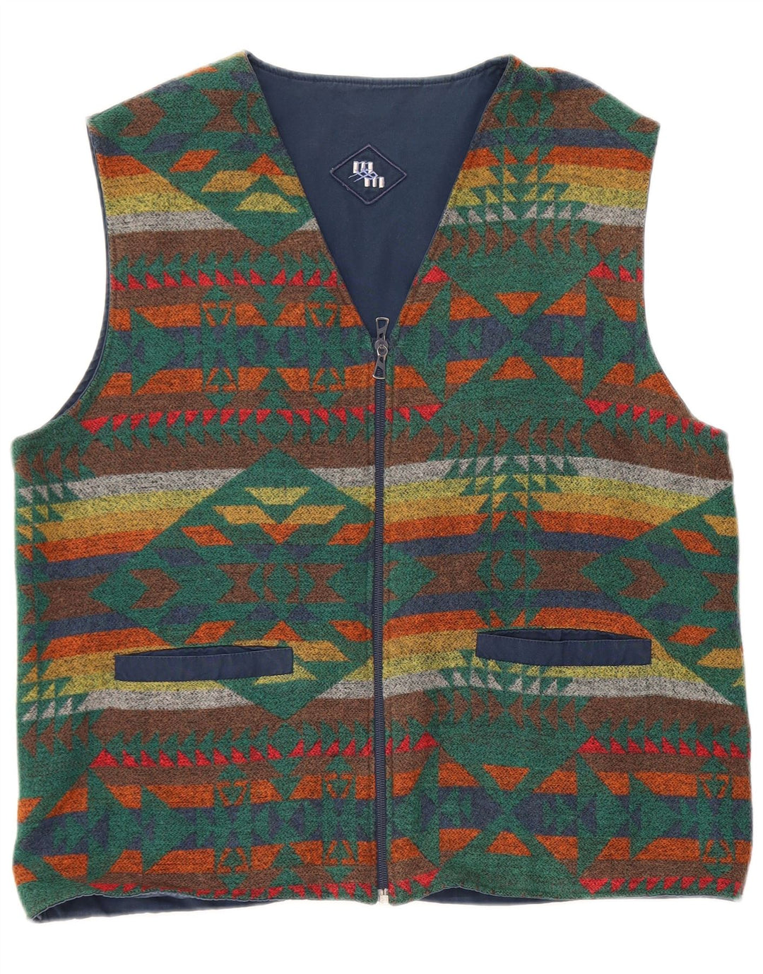 Vestă reversibilă vintage pentru bărbați, mare, multicoloră, Fair Isle