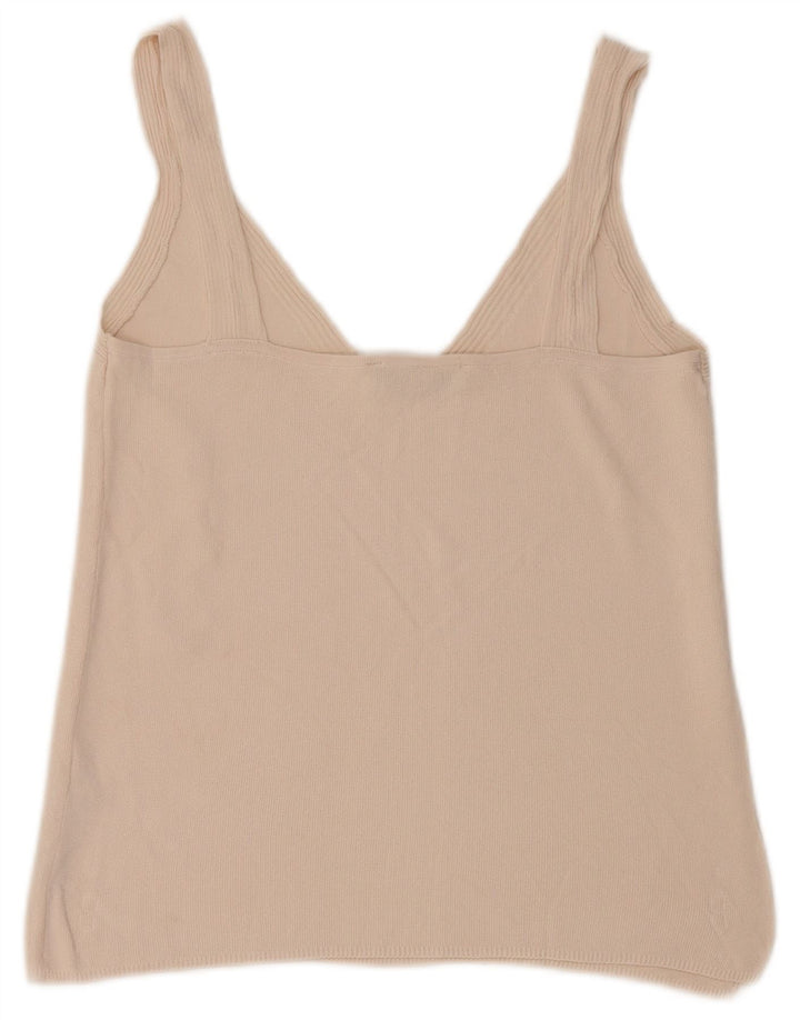 Top crop pentru femei Zara UK 14, mare, bej, viscoză