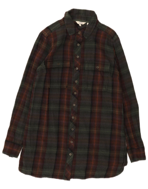 Rochie cămașă de flanel pentru femei Fat Face UK 8, bumbac cu check verde mic