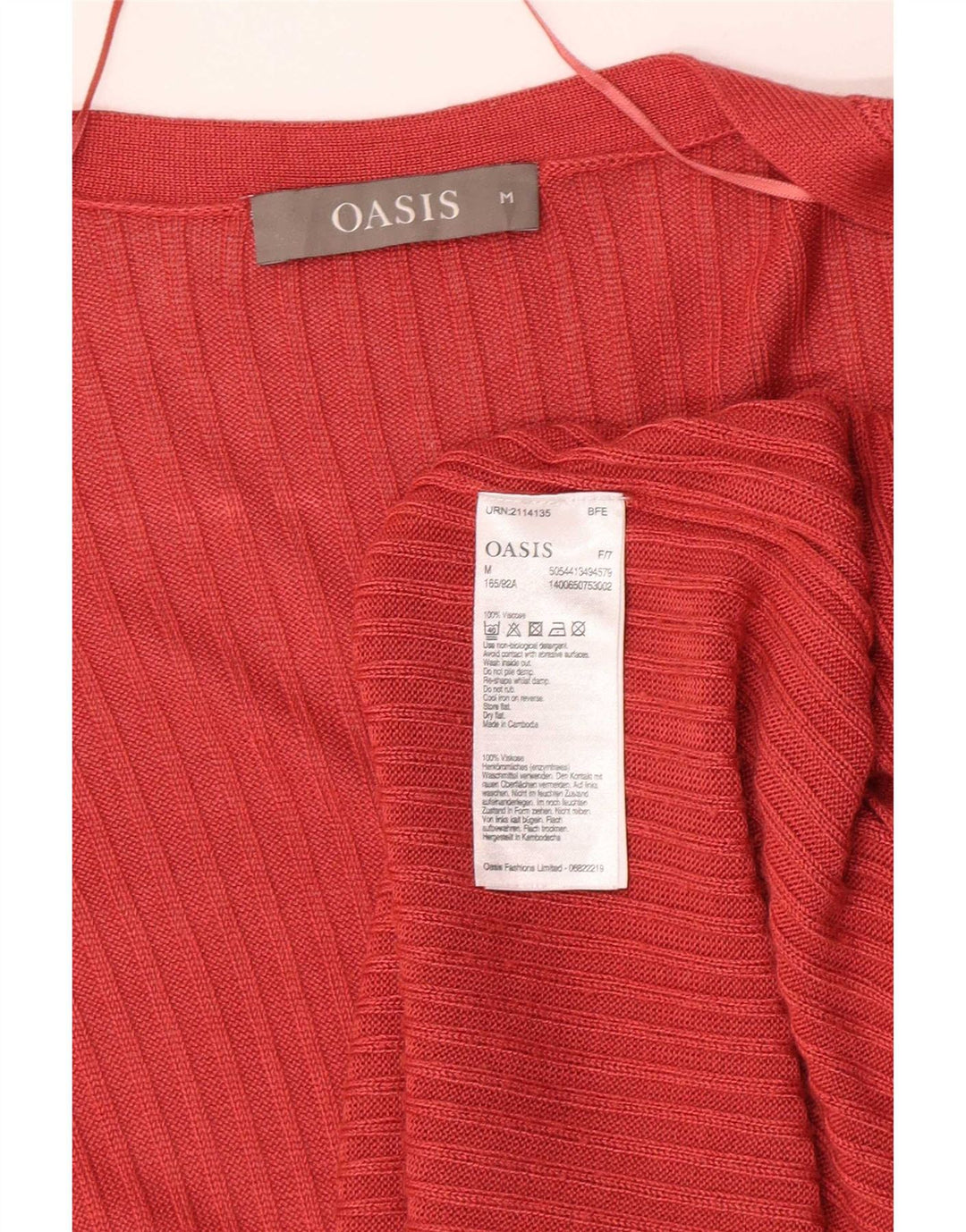 Pulover cardigan deschis pentru femei Oasis UK 12, viscoză roșie medie