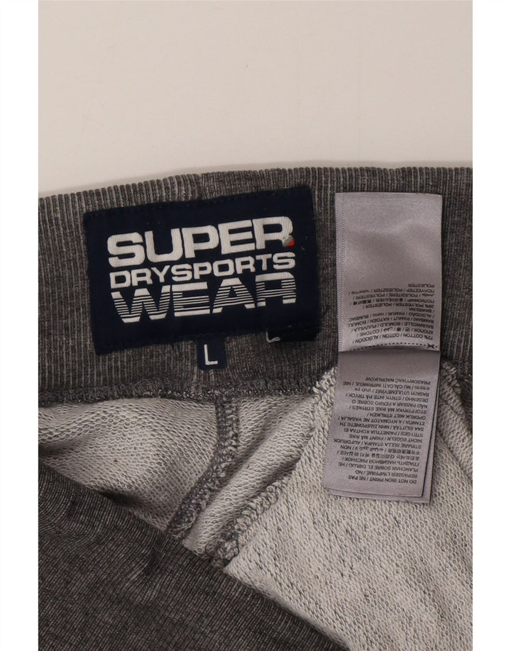SUPERDRY Pantaloni de trening grafic pentru bărbați Pantaloni de jogging, mari, gri, bumbac cu dungi