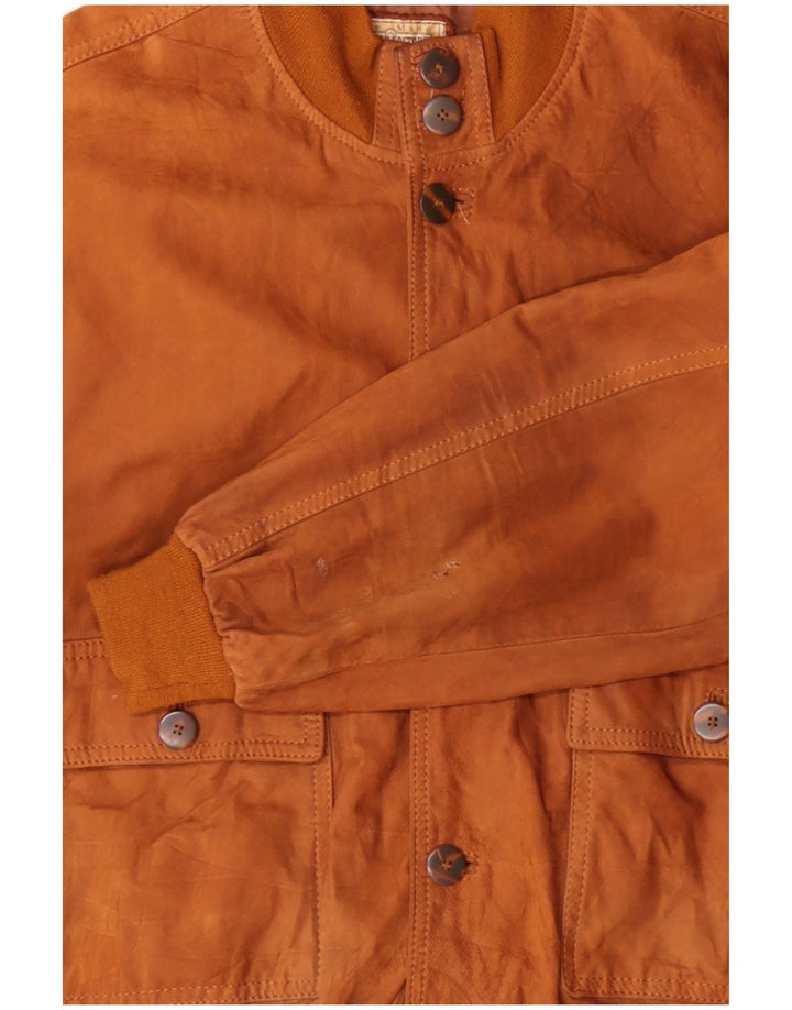 Jachetă Bomber Vintage pentru bărbați din piele intoarsa IT 54 2XL din piele maro