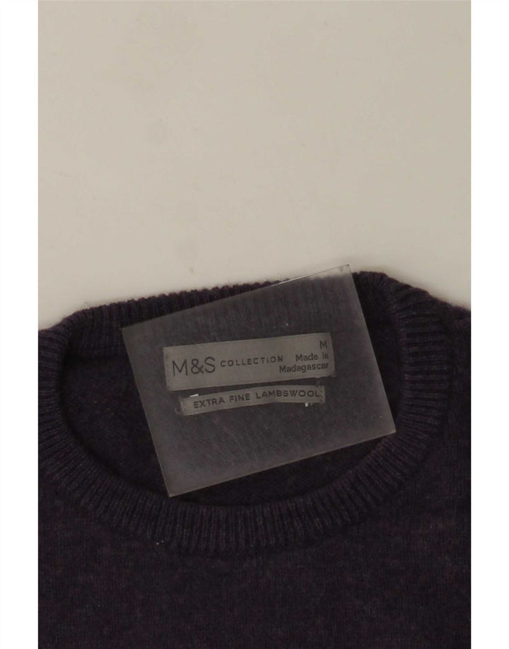 Pulover pentru bărbați Marks & Spencer, cu gât crew, lână de miel violet mediu