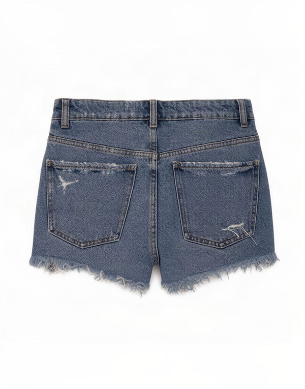 Pantaloni scurți din denim învechit pentru femei Zara EU 34 2XS W24 Bumbac albastru