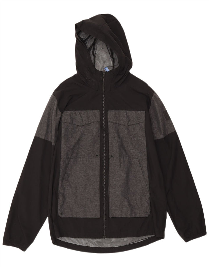 Jachetă de ploaie cu glugă ADIDAS pentru bărbați UK 38 Medium Black Colorblock Poliester