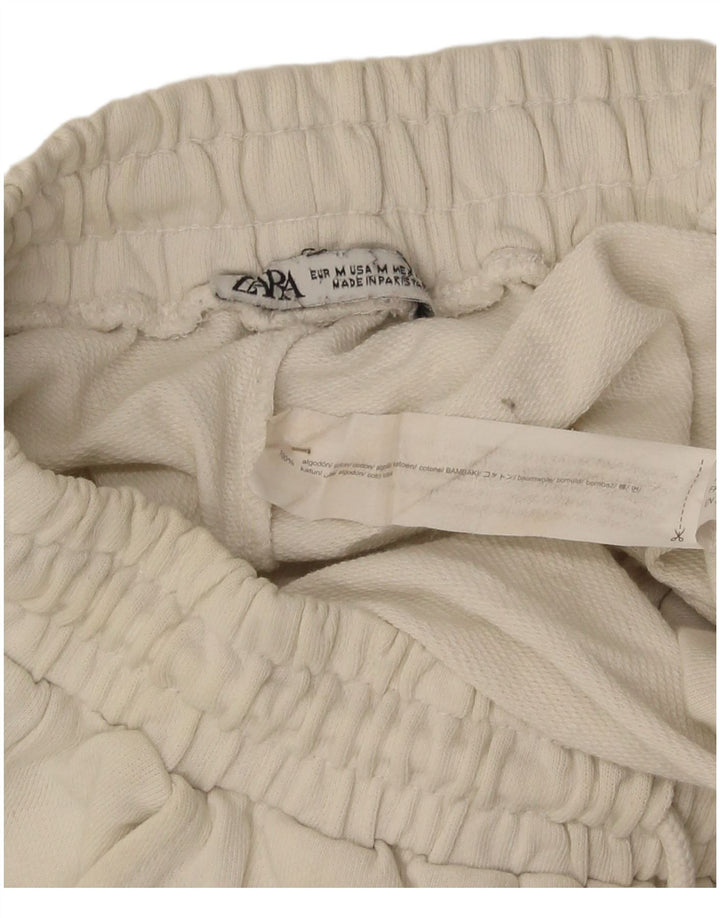 Pantaloni scurti sport pentru femei Zara mici, alb, bumbac