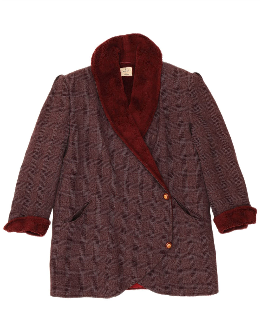 Pardesiu Cerruti 1881 pentru femei UK 14 Medium Burgundy Check