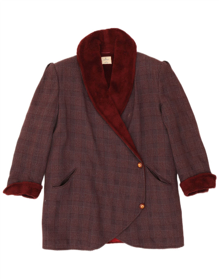 Pardesiu Cerruti 1881 pentru femei UK 14 Medium Burgundy Check
