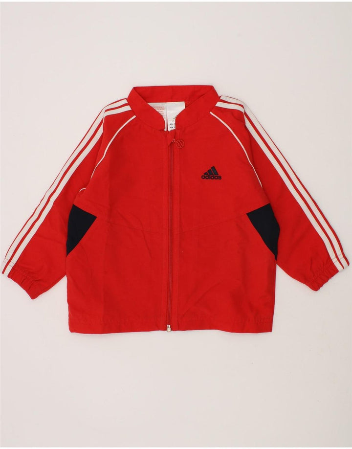 ADIDAS Girls Tracksuit Top Jacket 2-3 Years Red Colourblock Polyester Vintage Adidas and Second-Hand Adidas from Messina Hembry 