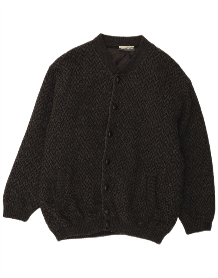 Pulover cardigan pentru bărbați James Dillon XL gri Chevron acrilic