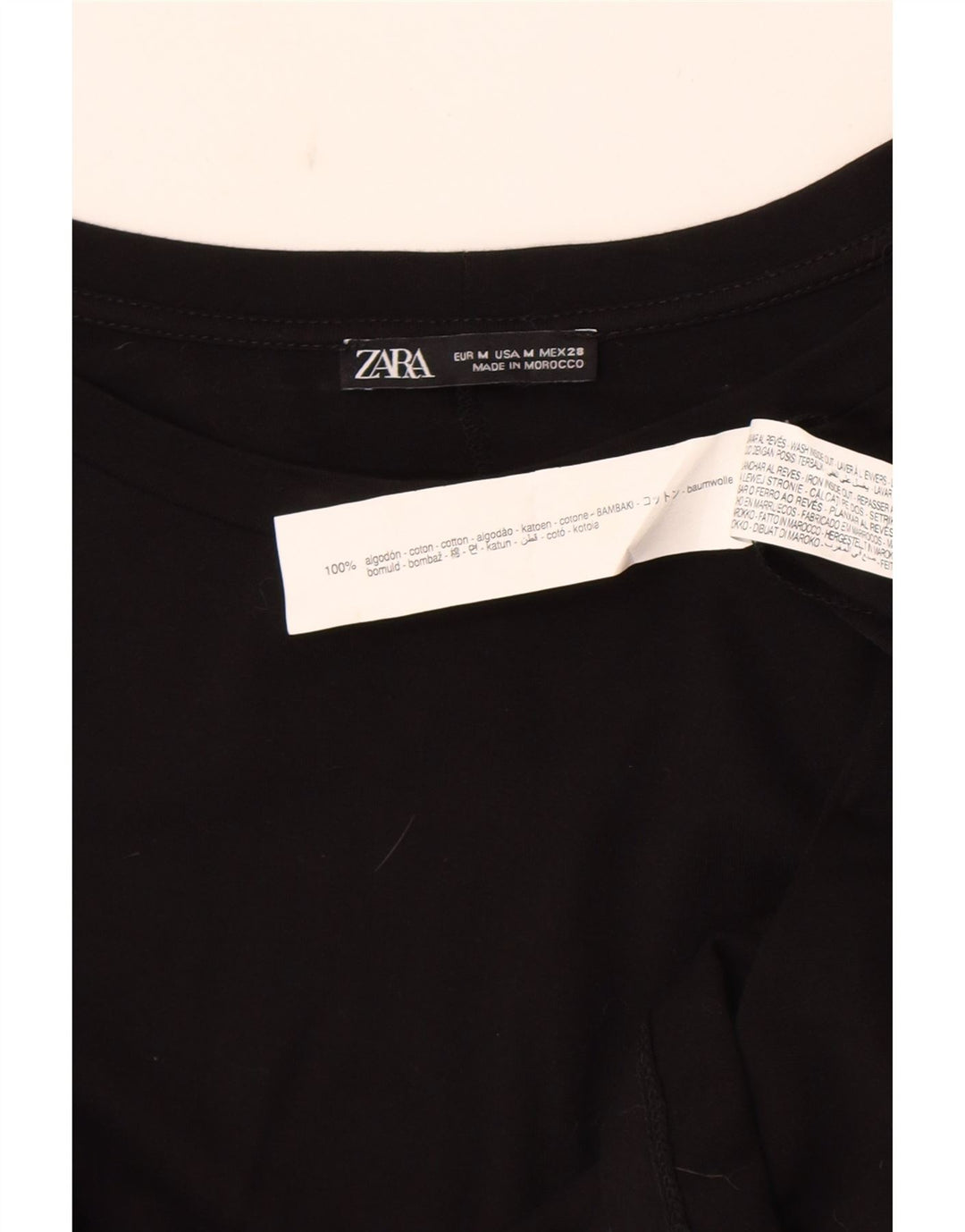 Bluză cu mânecă lungă pentru femei Zara UK 14 Bumbac mediu negru