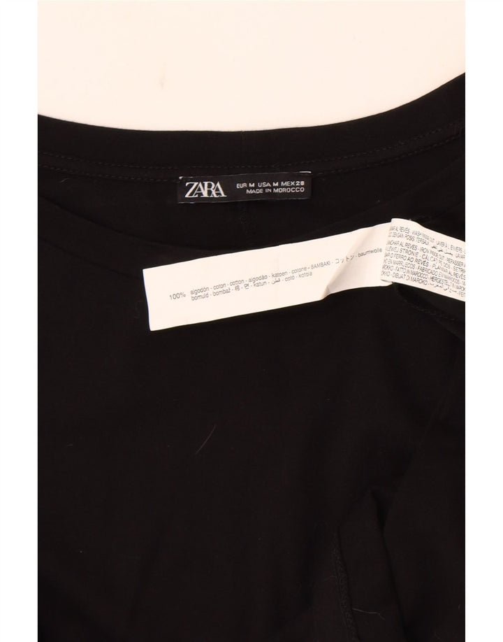 Bluză cu mânecă lungă pentru femei Zara UK 14 Bumbac mediu negru