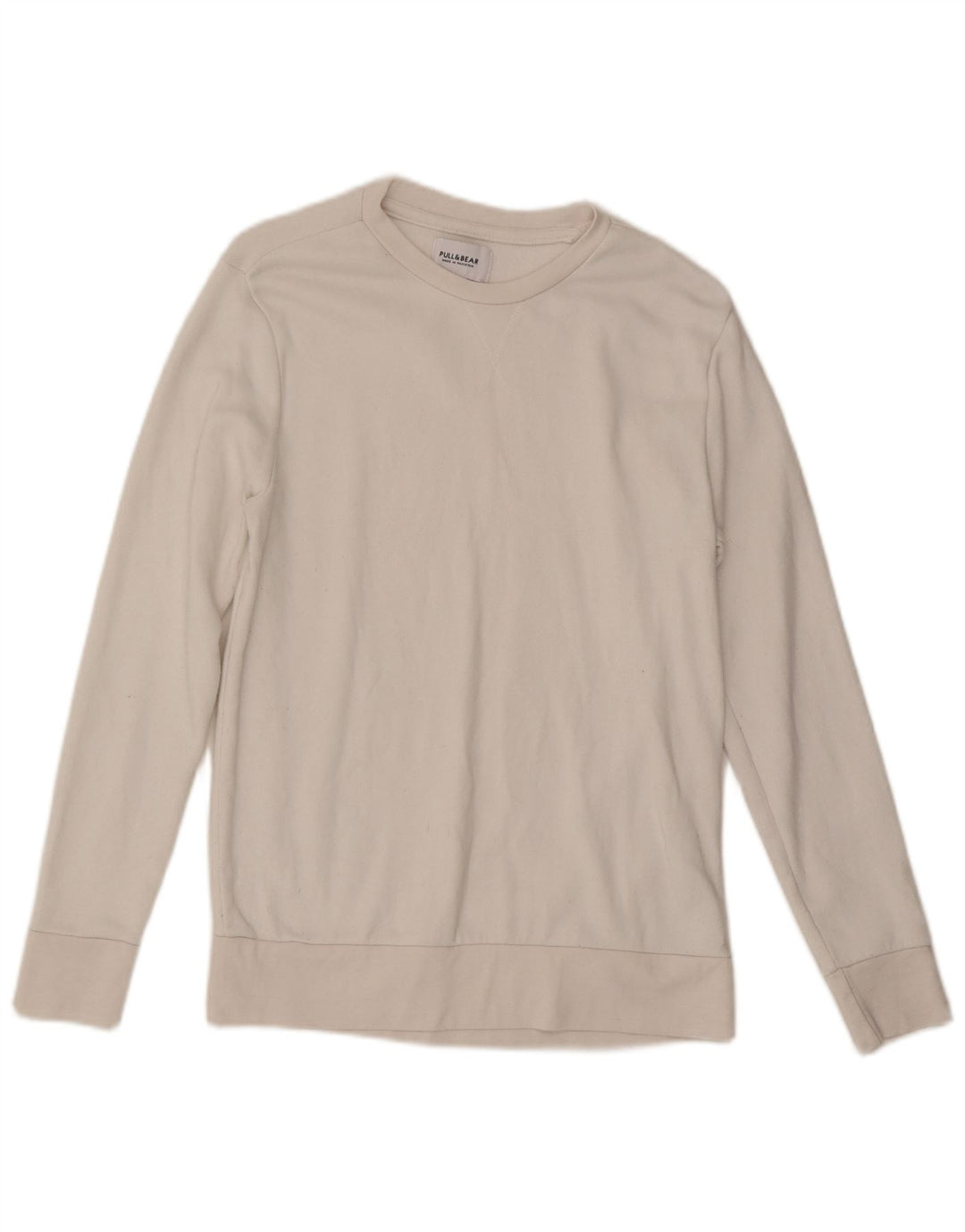 PULL & BEAR Mens Sweatshirt Jumper XS Off White Cotton