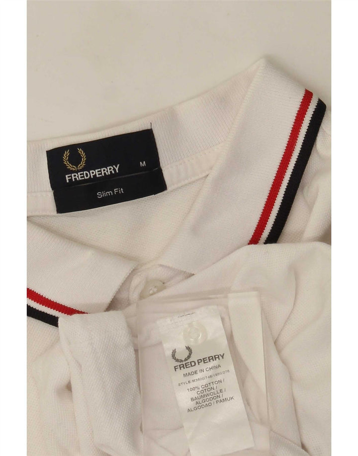 Cămașă polo pentru bărbați Fred Perry, slim, bumbac alb mediu