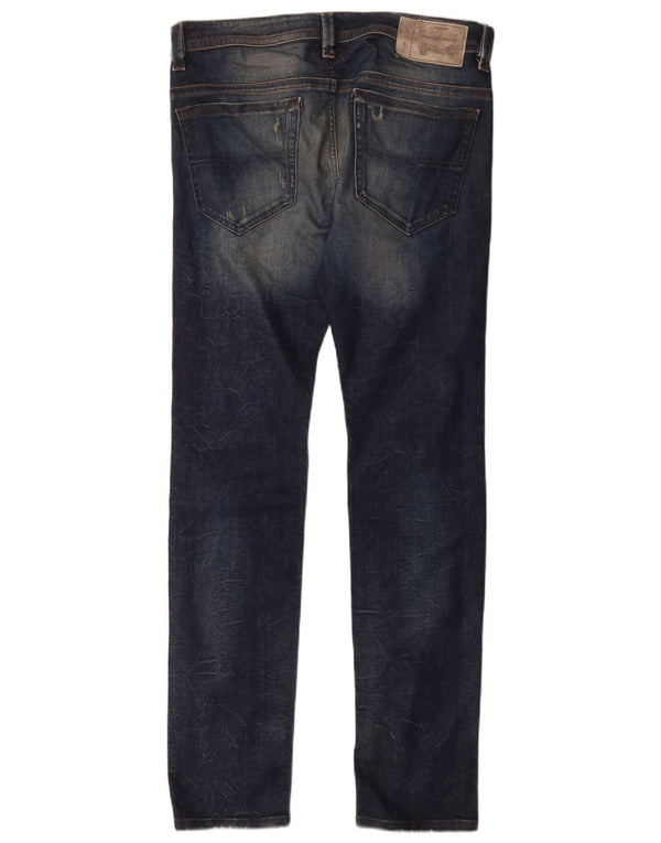 Diesel pentru bărbați Thavar distressed slim skinny blugi W31 L32 bumbac albastru