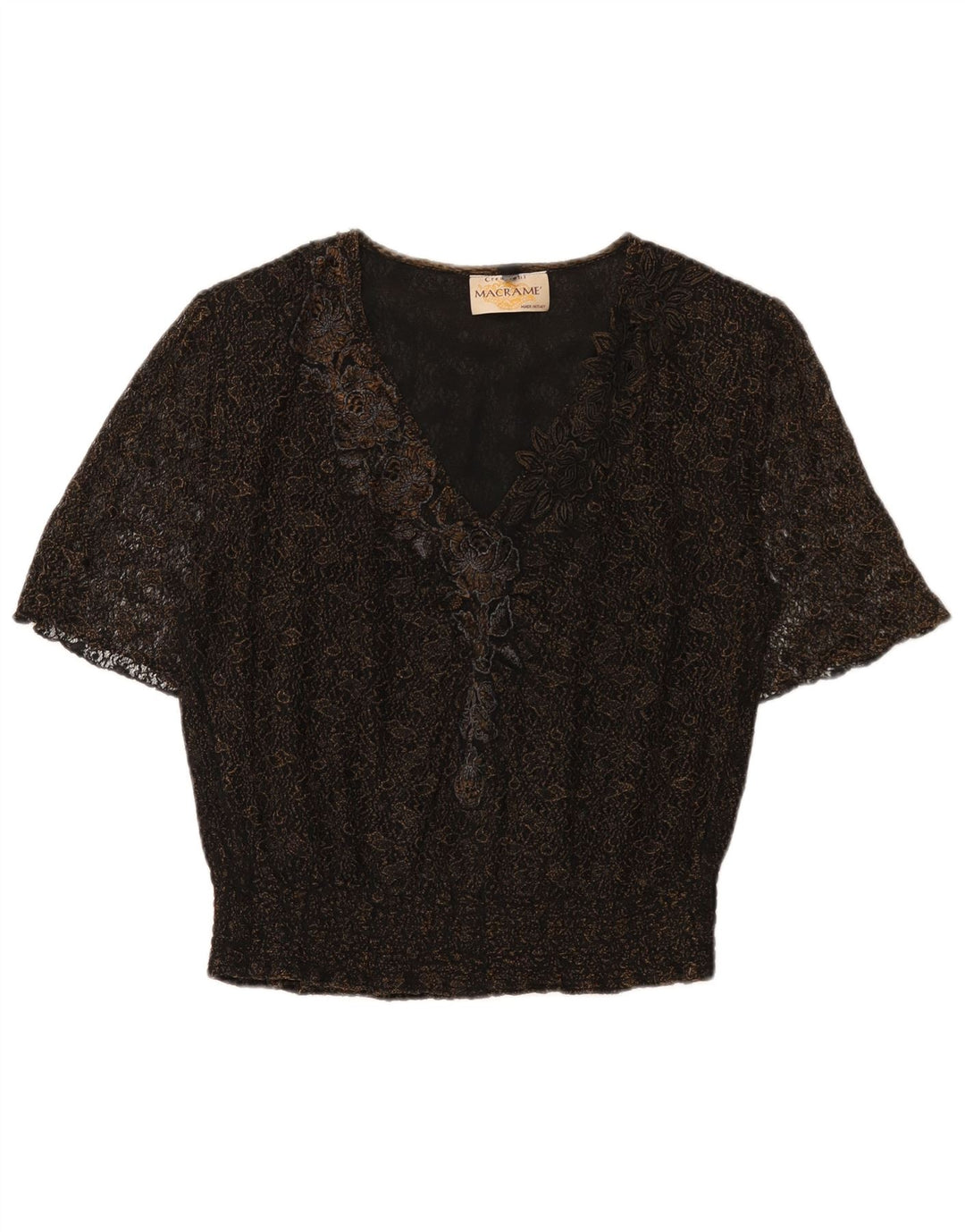 Bluză Vintage pentru femei UK 16 Large Black Floral