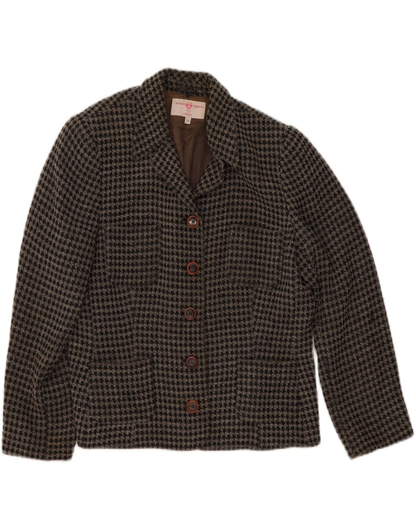 Sacou blazer pentru femei Emanuel Ungaro, cu 5 nasturi, IT 50 XL, negru, picioare de găină