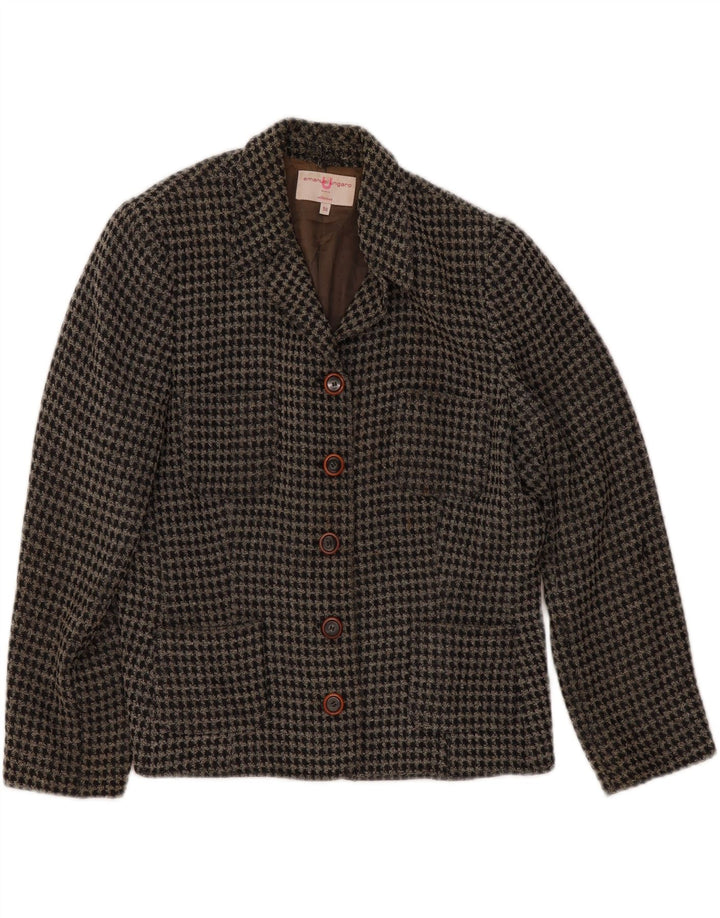 Sacou blazer pentru femei Emanuel Ungaro, cu 5 nasturi, IT 50 XL, negru, picioare de găină