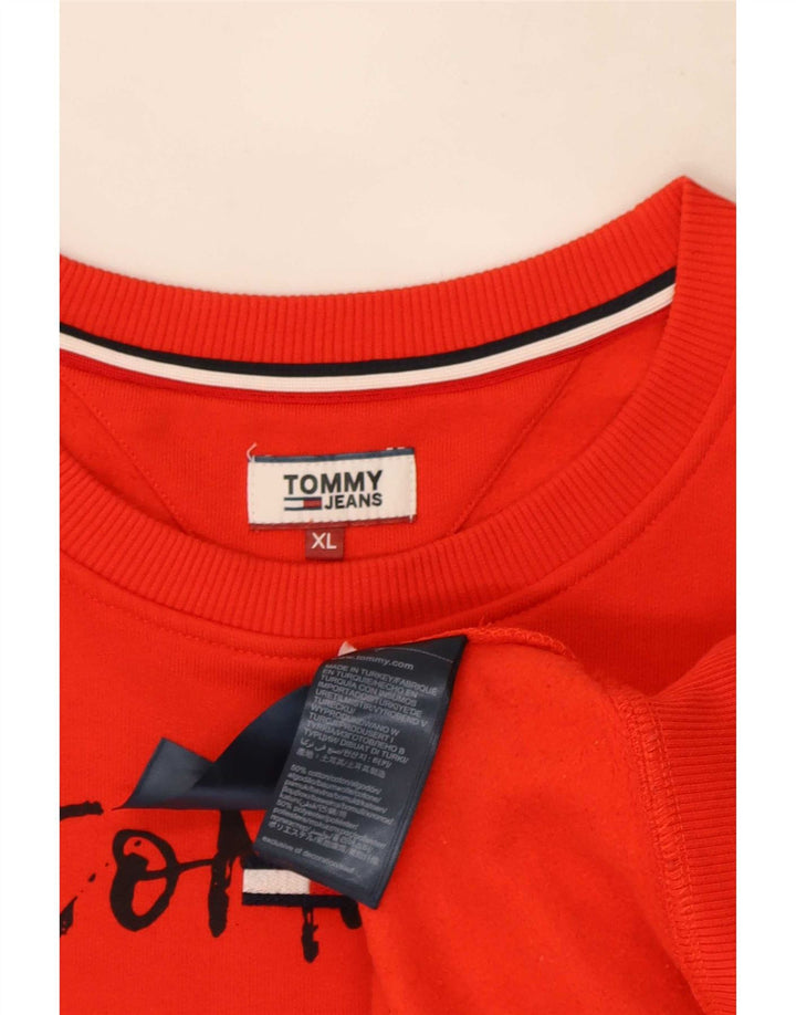Hanorac grafic pentru bărbați Tommy Hilfiger Pulover XL bumbac roșu