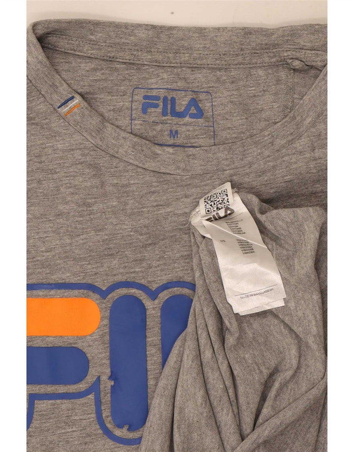 Tricou cu grafic Fila pentru bărbați Top Mediu Gri Bumbac cu pete