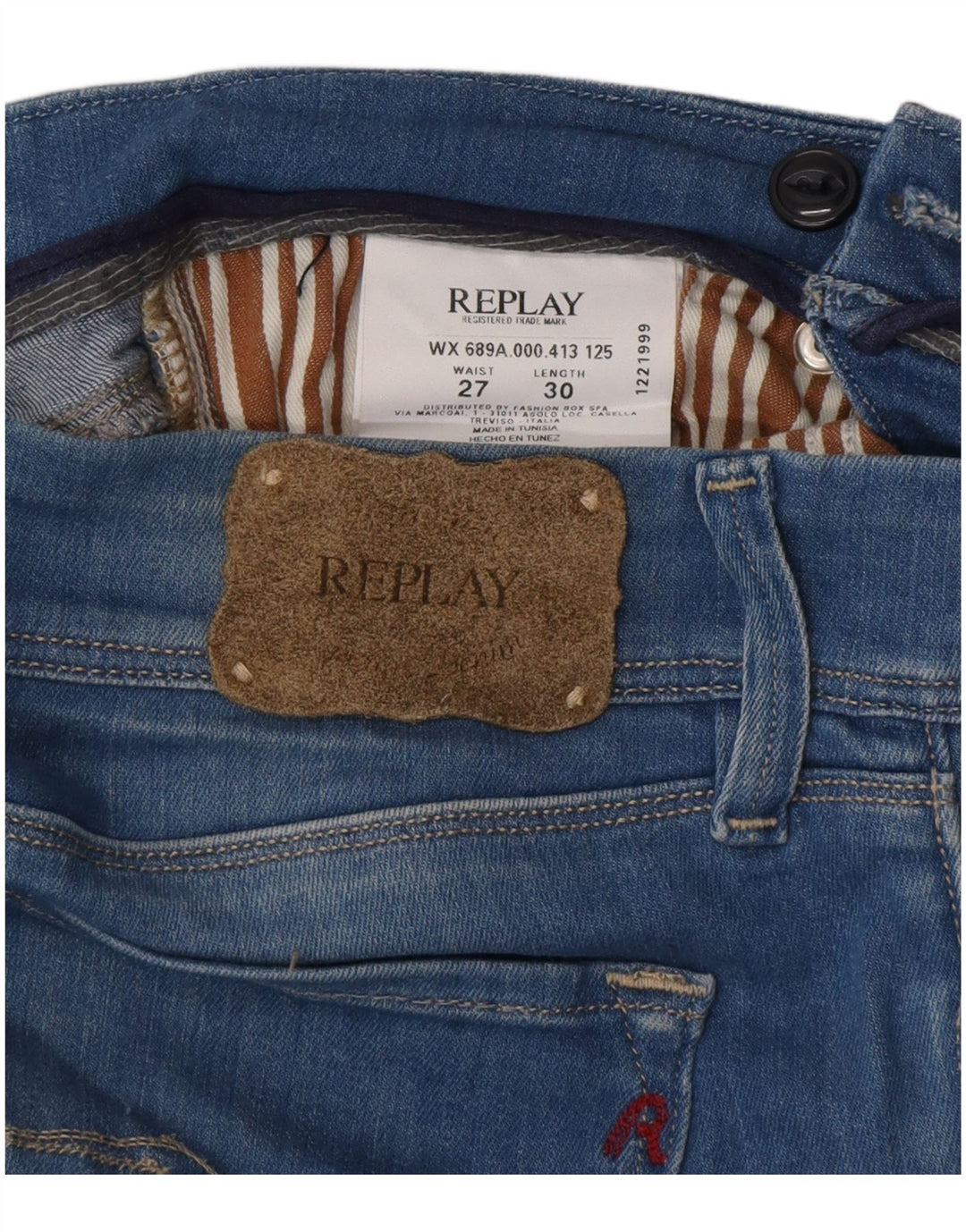 REPLAY Blugi skinny dama W27 L30 bumbac albastru