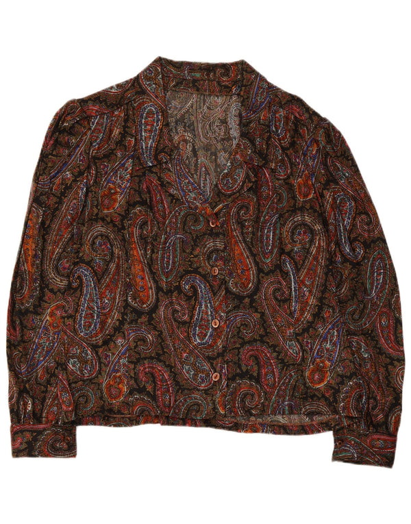 Bluză vintage pentru femei, cămașă crop UK 8, cachetăl multicolor mic