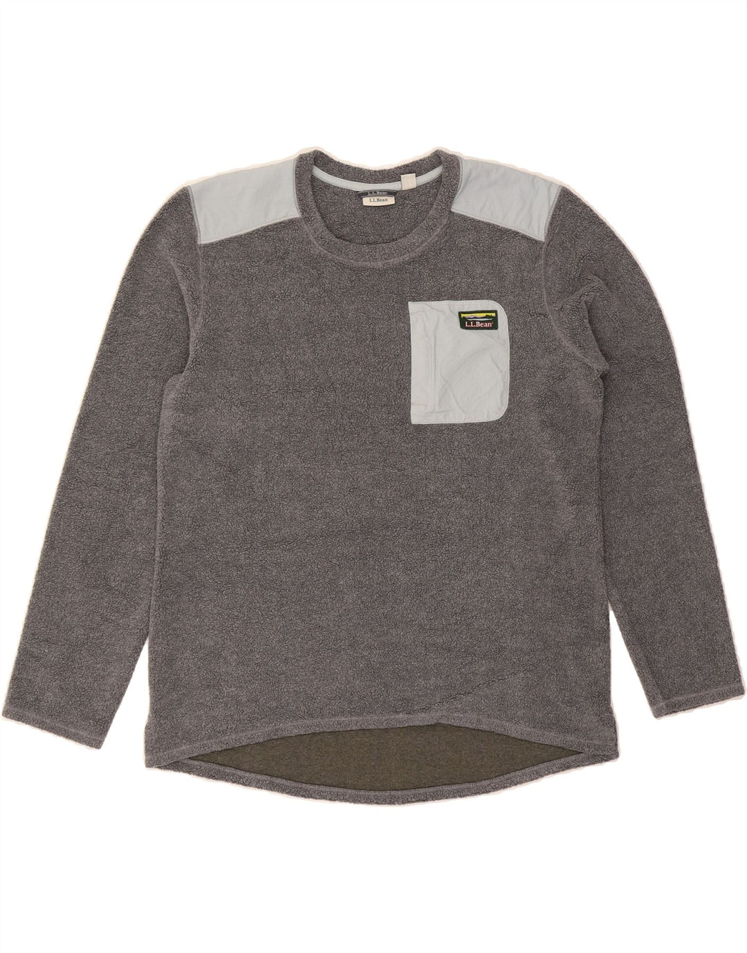 L.L.BEAN Womens Fleece Jumper UK 16 Large Grey Colourblock Polyester Vintage L.L.Bean and Second-Hand L.L.Bean from Messina Hembry 