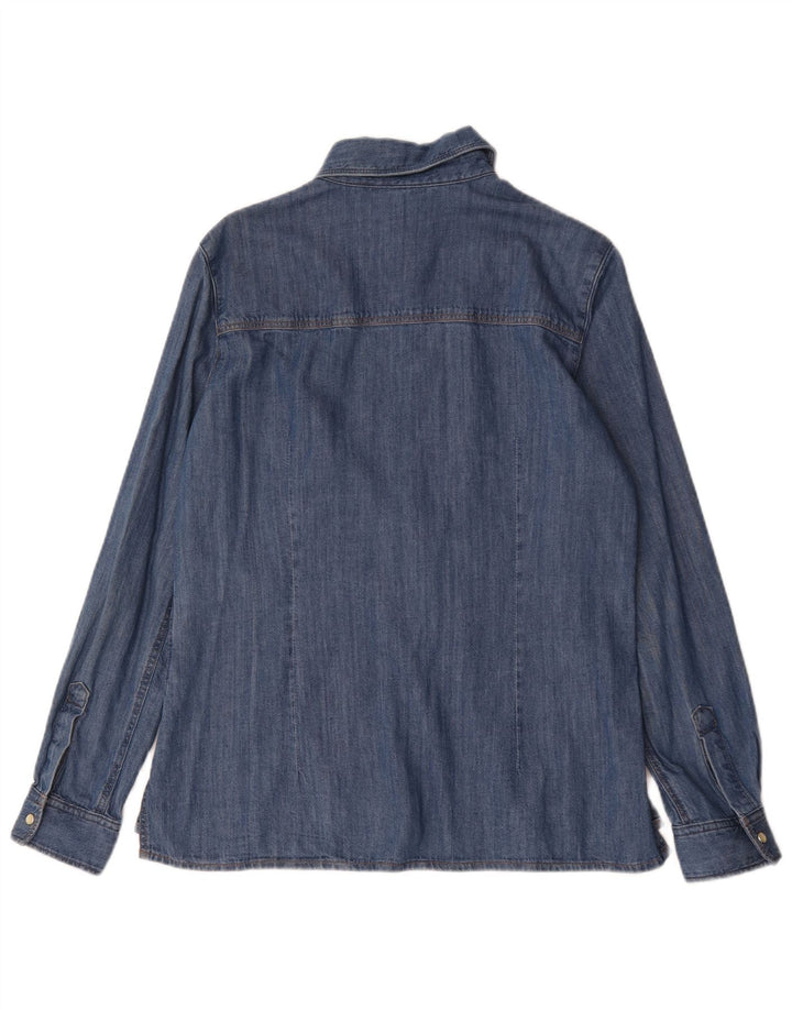 Cămașă de denim vintage pentru femei UK 16 Large Blue