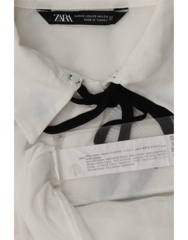 Bluză cămașă supradimensionată cu volane în față Zara UK 6 XS Poliester alb