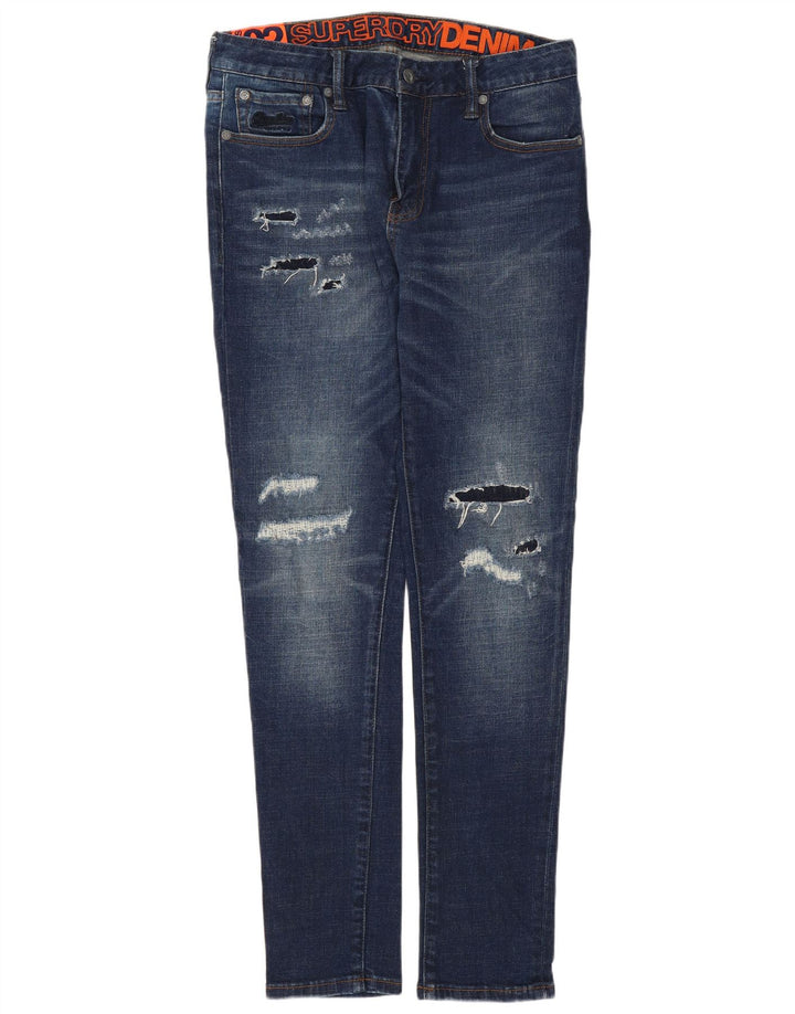 SUPERDRY blugi slim pentru bărbați învechiți W32 L29 bumbac albastru