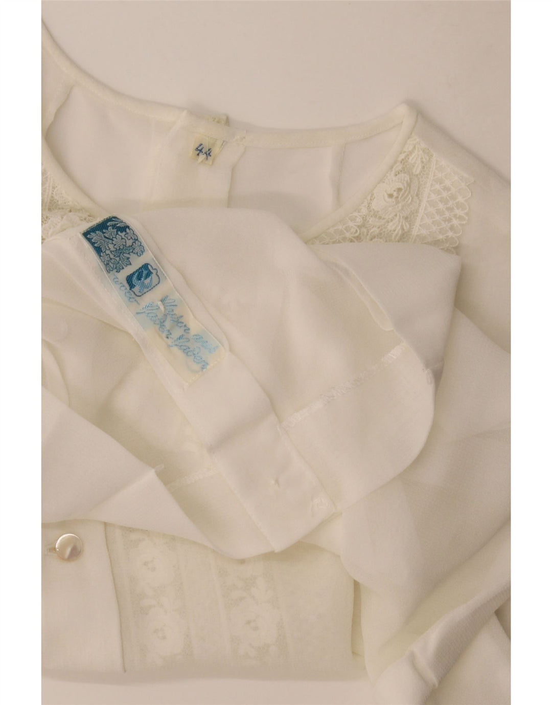 Bluză Vintage fără mâneci pentru femei, bluză transparentă, IT 44 Medium White