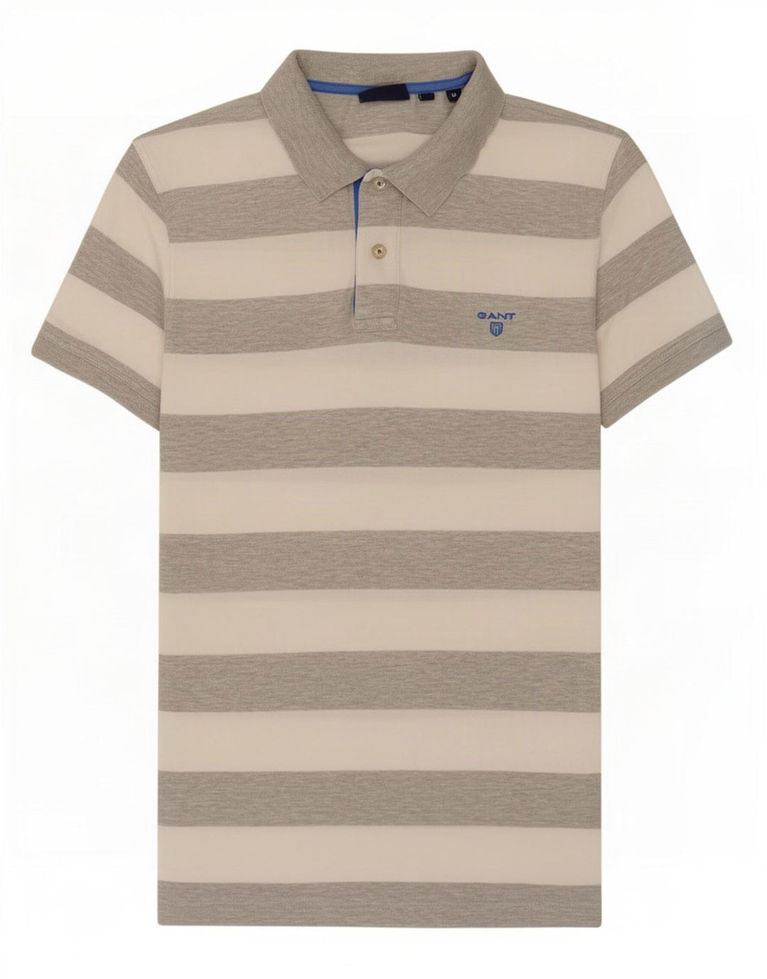 Tricou polo pentru bărbați Gant, bumbac cu dungi gri mediu