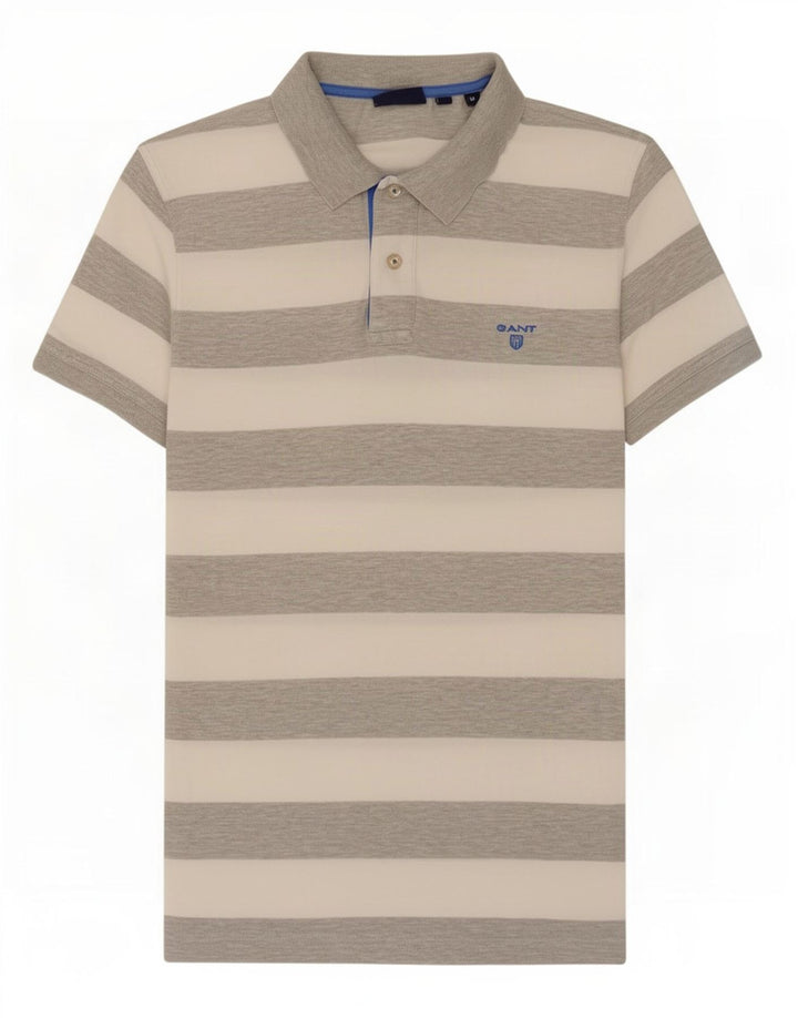Tricou polo pentru bărbați Gant, bumbac cu dungi gri mediu